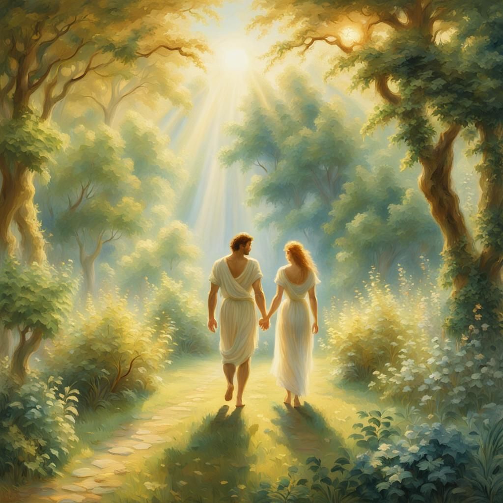 Adam and Eve's Expulsion: Romanticist Oil Painting