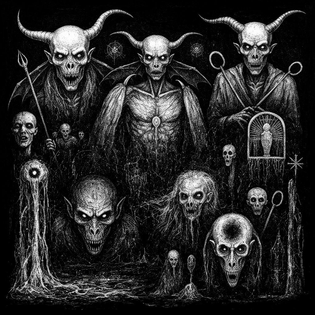 Abstract Horror Art: Demons and Dread in Black and White