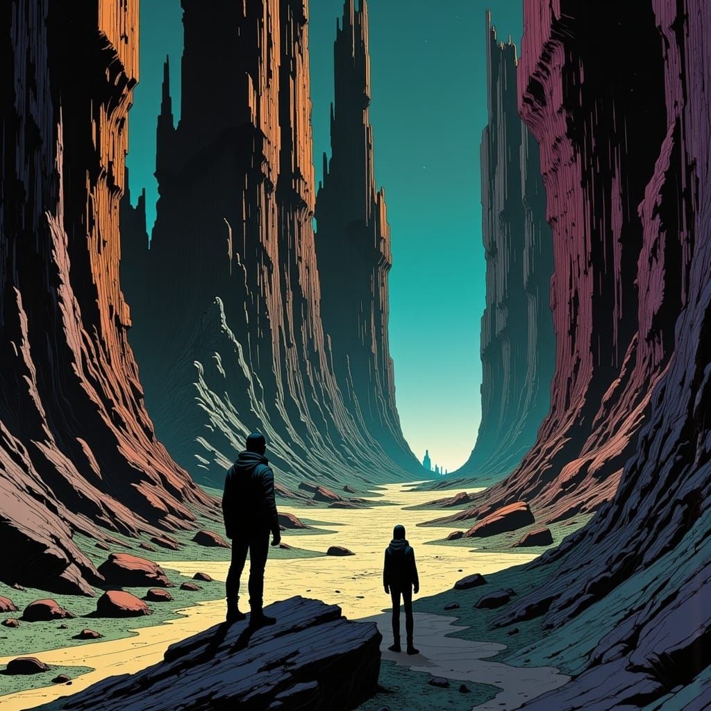 Frontier Portrait in Moebius Style with High Contrast