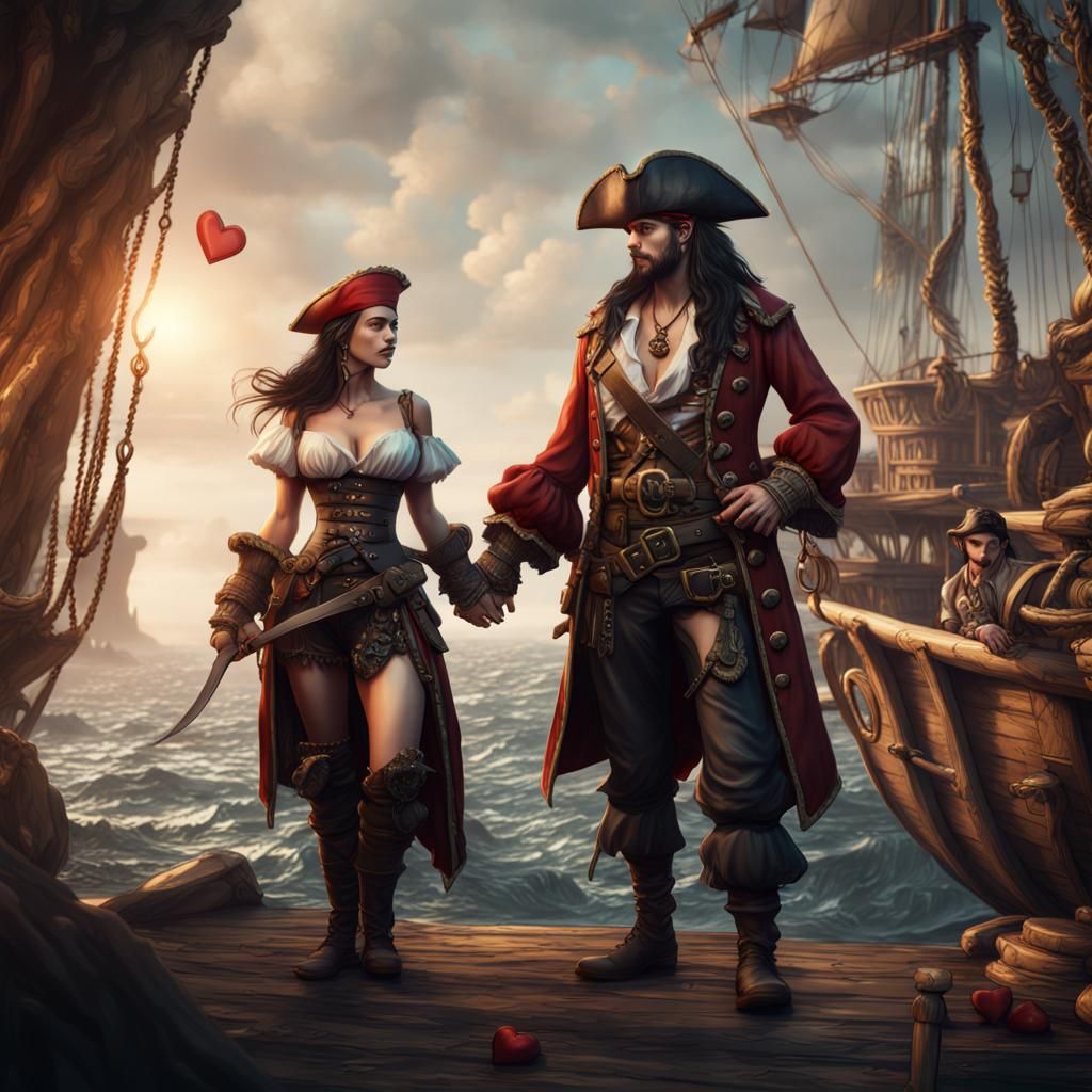 Pirate Love: Detailed Fantasy Concept Art