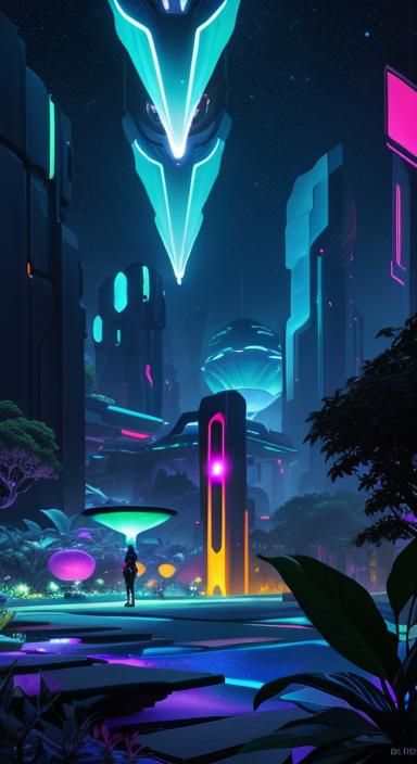 Whimsical Night Gardeners Tend Bioluminescent Alien Plants U...