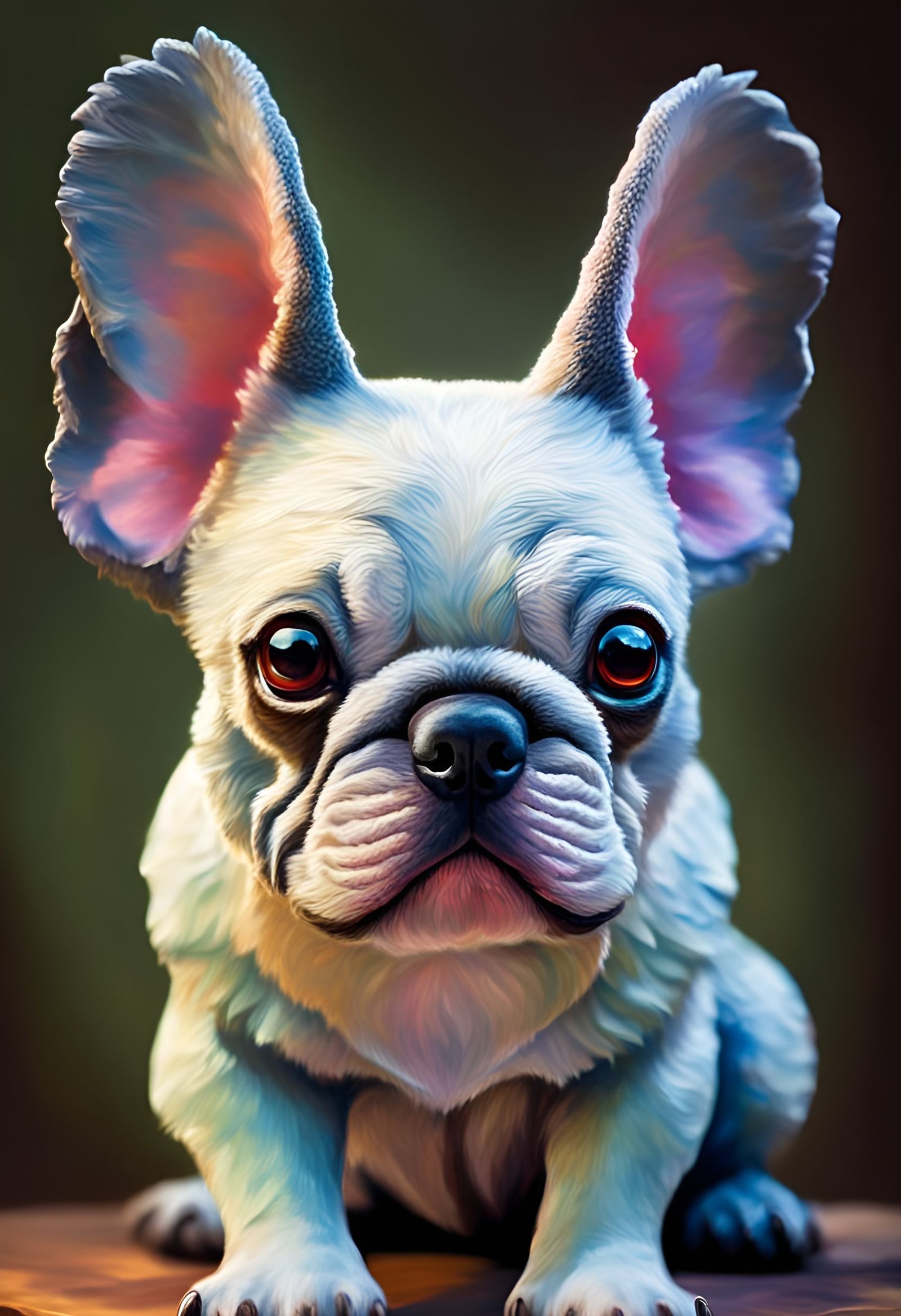 A half koala bear,  half French bulldog creature