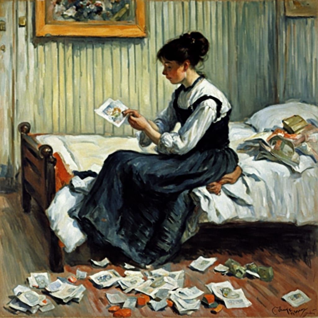 Frantic Woman Rips Through Room, Inspired by Monet and Serov