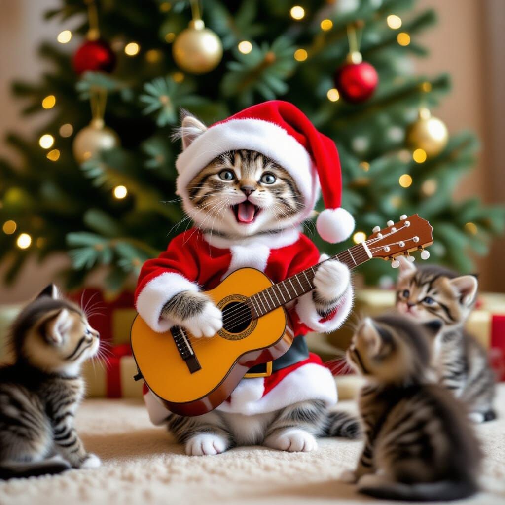Singing "White Christmas" to her kittens
