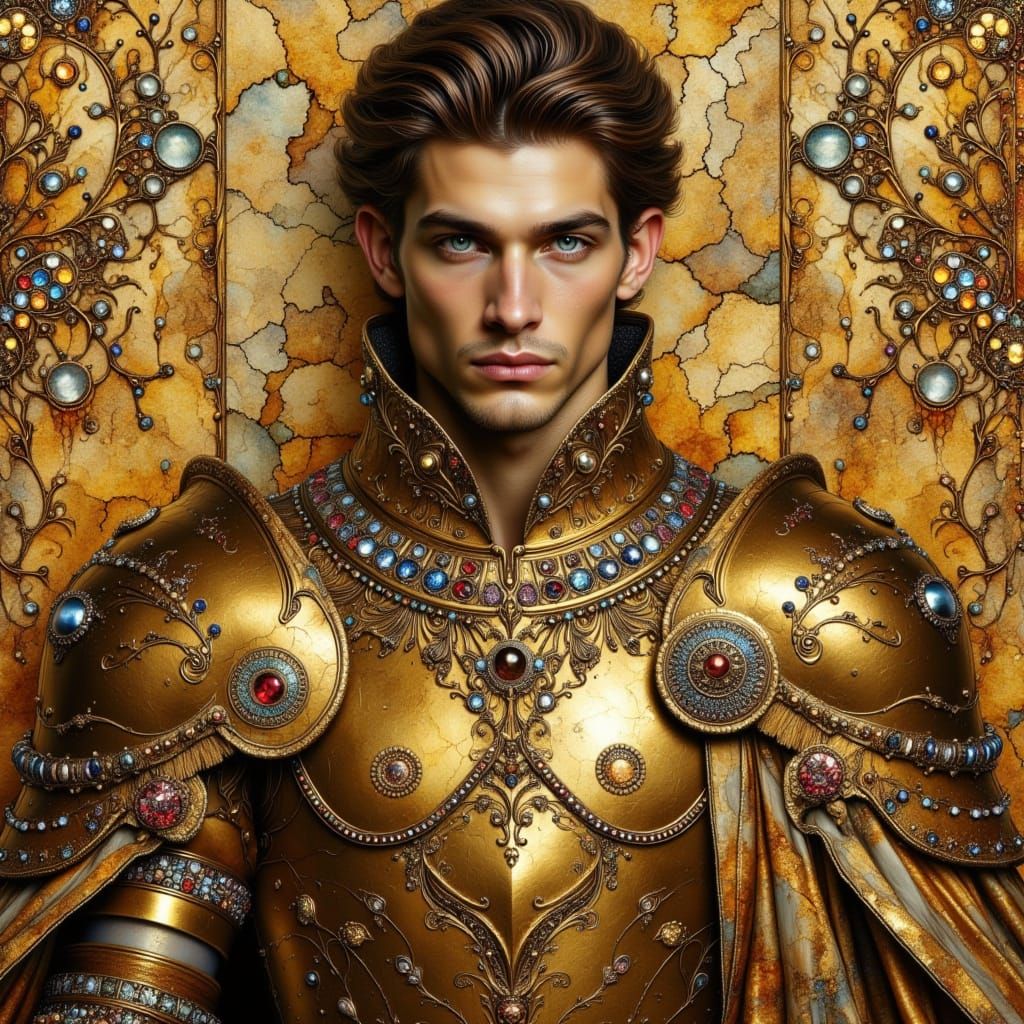 Regal Fantasy Prince in Golden Armor