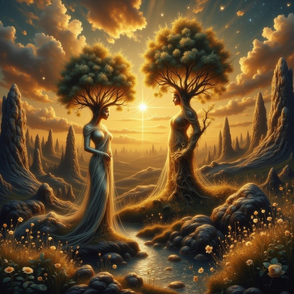 Ethereal Twin Trees of Light in Valar Realm