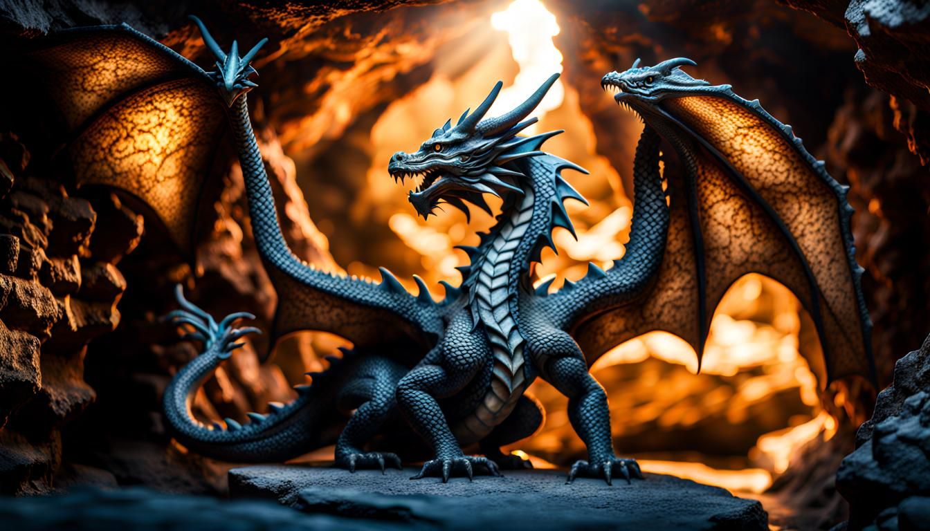 Hyperrealistic Dragon Solves Puzzle of Light in Cave