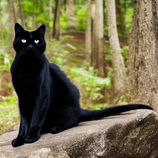 Black Winged Cat on Forest Rock