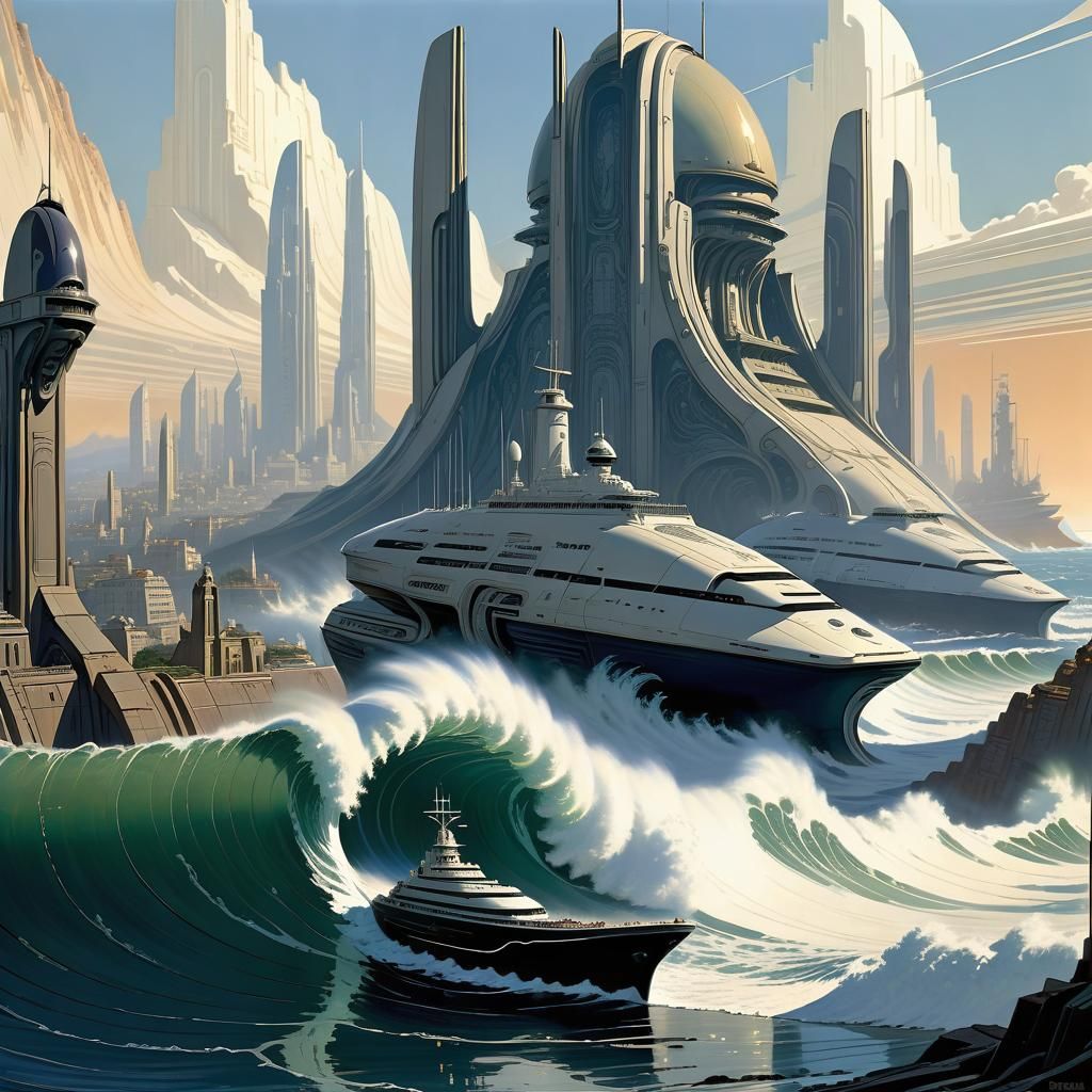 Ancient Naval Empire Metropolis in Art Deco Style