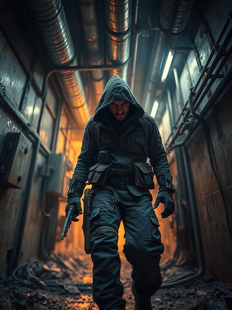 Sci-Fi Assassin Scavenges Ruined Outpost