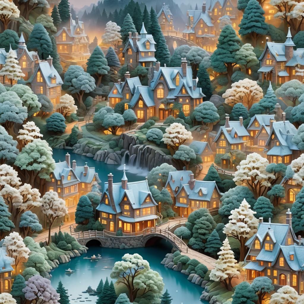 Ethereal Fantasy Kirigami in Luminist Style