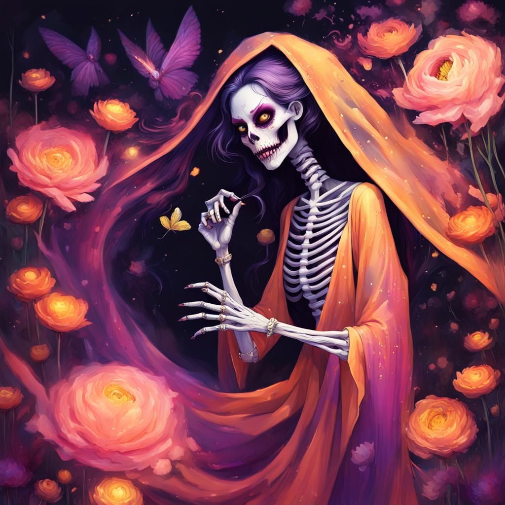 Mysterious Flower Witch with Black Heart