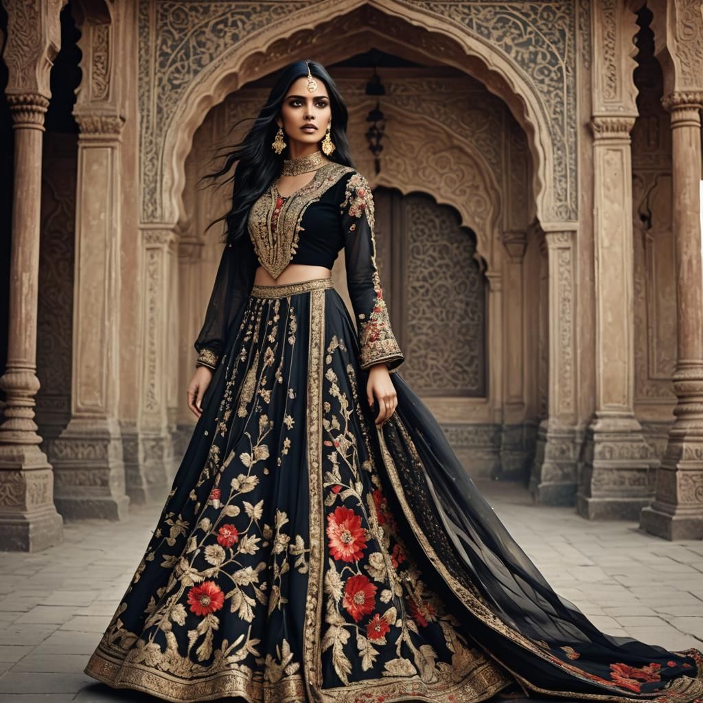 Indian Model in Couture Fashion, Photorealistic Style