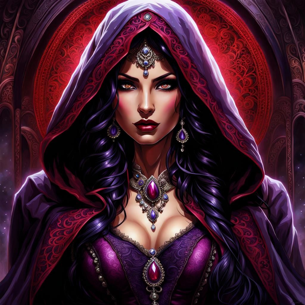 Gothic Latina Mistress in Splash Art Style