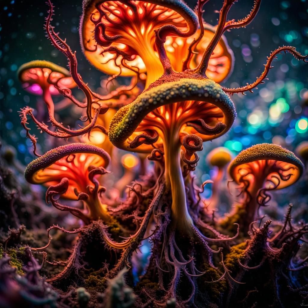 Cosmic Surrealism: Frenetic Figures in Starry Void