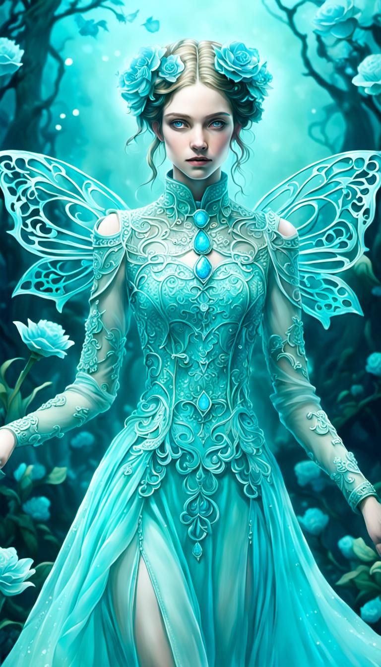 Ethereal Floral Landscape in Azure and Aquamarine