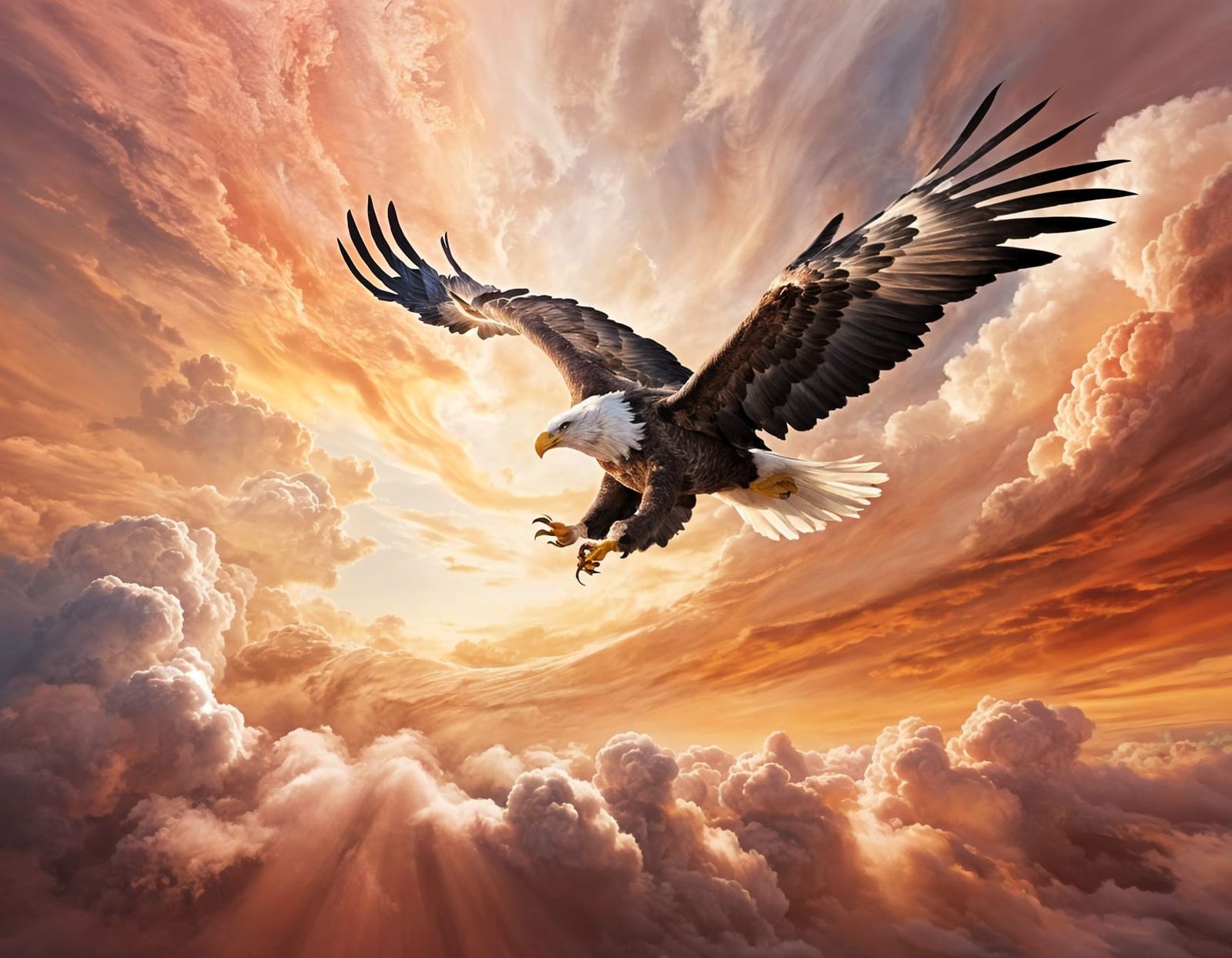 Eagle with Cloud Shadow in Painterly Realism
