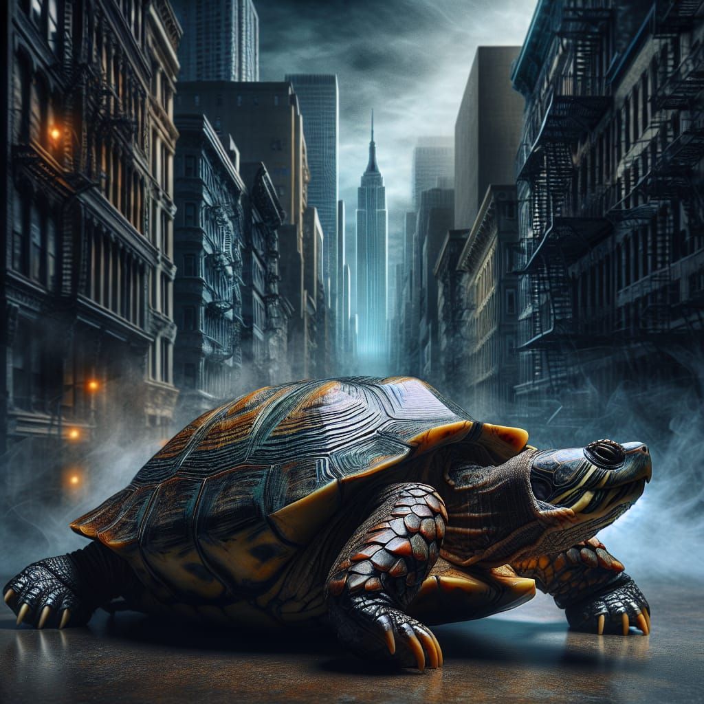 Hyperrealistic Turtle Vigilante in HDR