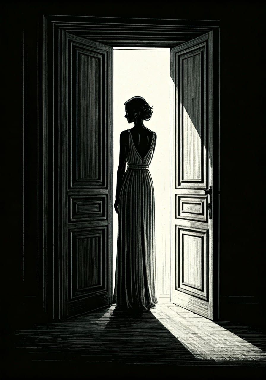 Serene Light Fills the Threshold in Elegant Black and White ...