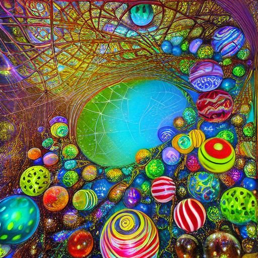 Vibrant Fractal Roots with Spheres and Swirls