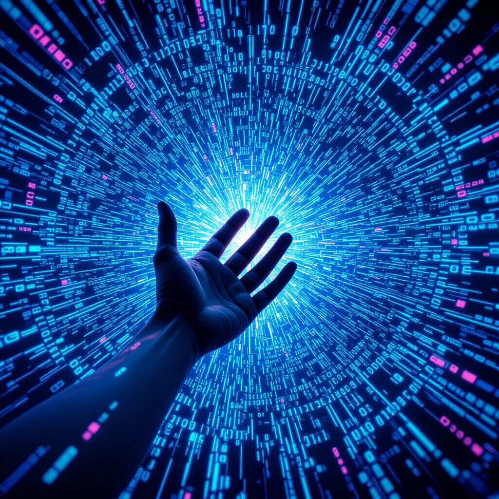 Interconnected Data Streams Emerge from Digital Vortex