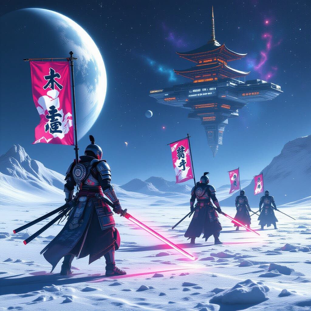 Futuristic Samurai on a Distant Moon