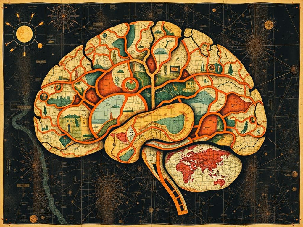 Surreal Landscape Atlas in Mixed Media Style