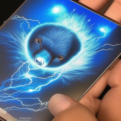 Electric Sapphire Lightning Bear by Artgerm Style