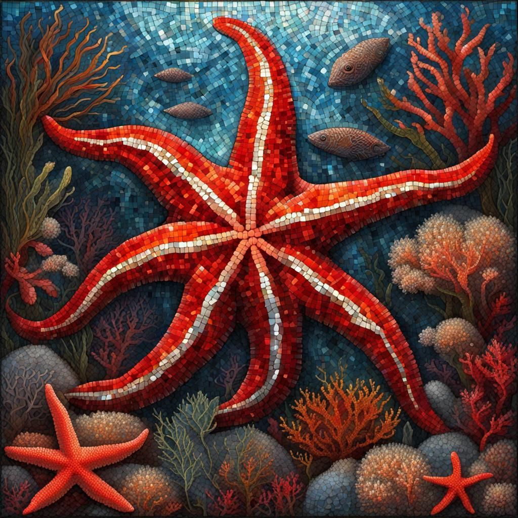 Underwater mosaic starfish