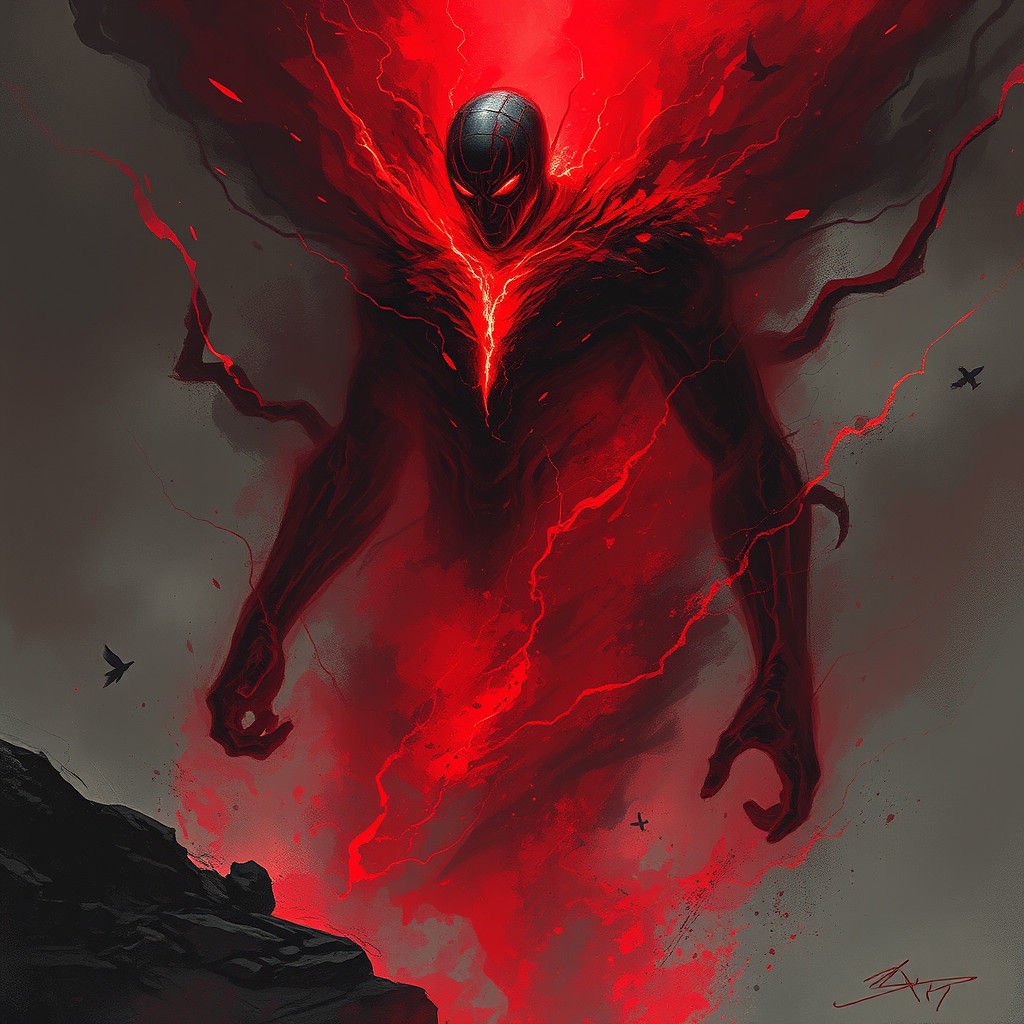 Sinister Red Tornado Vision by Greg Rutkowski