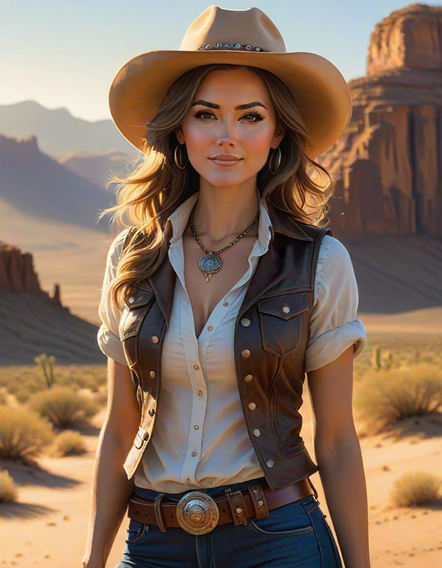 A Young Woman in the Golden Hour of the Desert