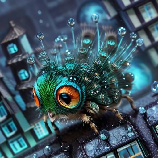 Macro Photo of Peacock Spider on Moss City