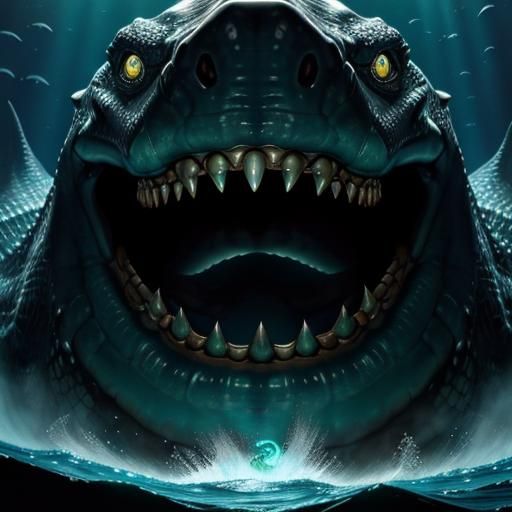 Underwater Horror: Serpent's Gaze in the Deep