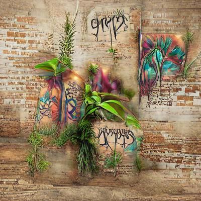 Boho Gypsy Graffiti Art with Vintage Plants