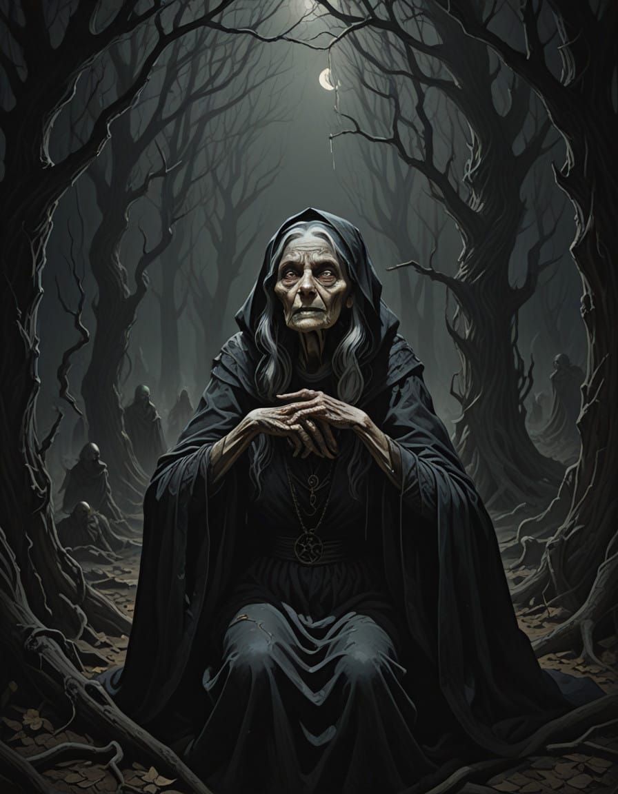 Witch in Dark Mystical Atmosphere