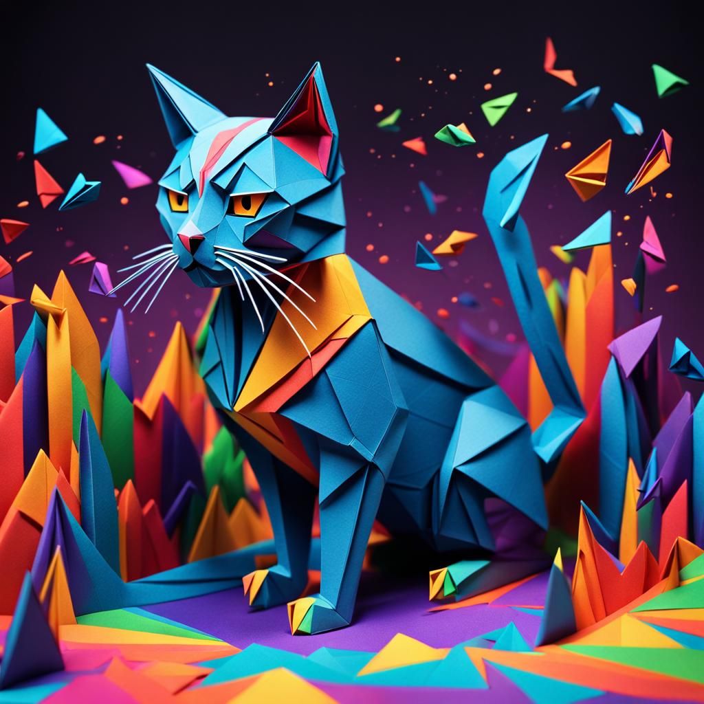 Multicolor Origamic Cat