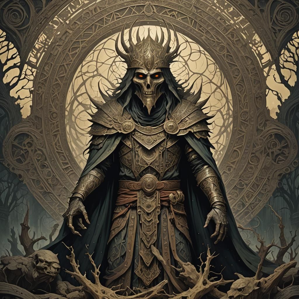 Tribal Digital Art Fusion with Geometric Patterns