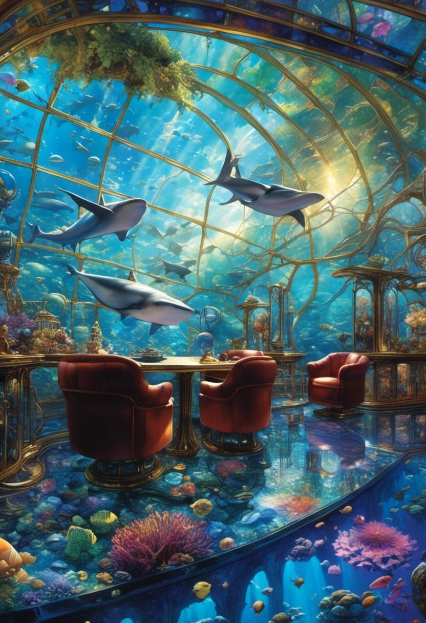 Underwater Home of the Future in Retrowave Style