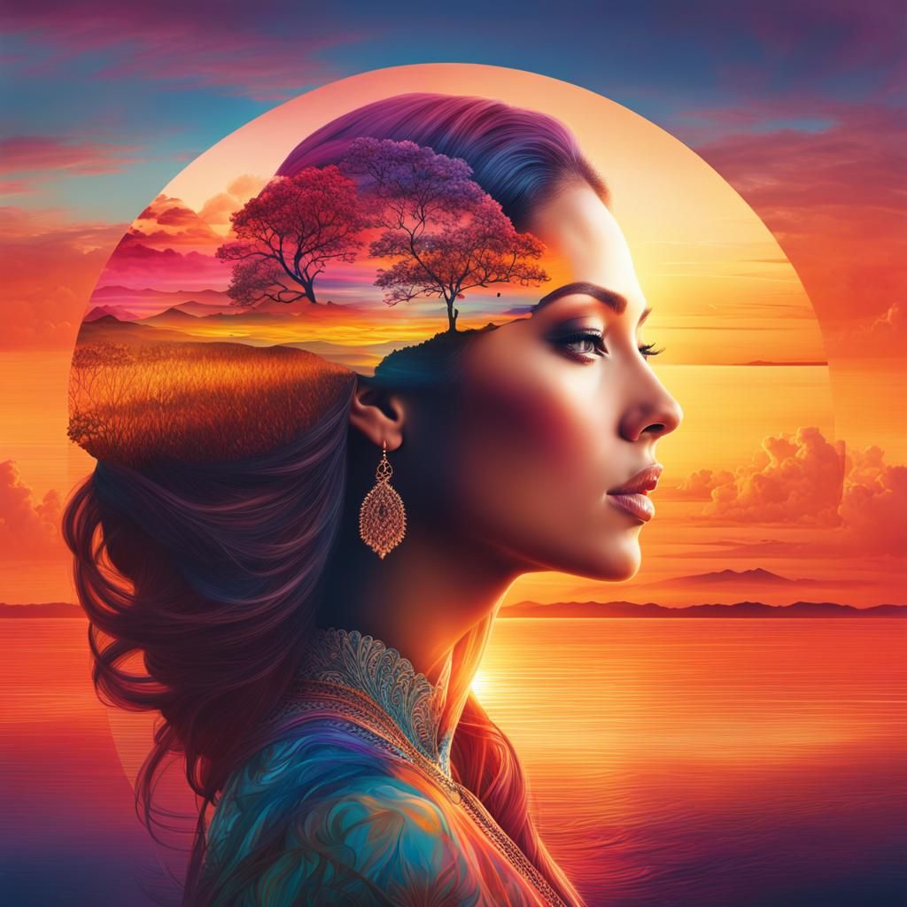 Sunset Woman: A Double Exposure Portrait