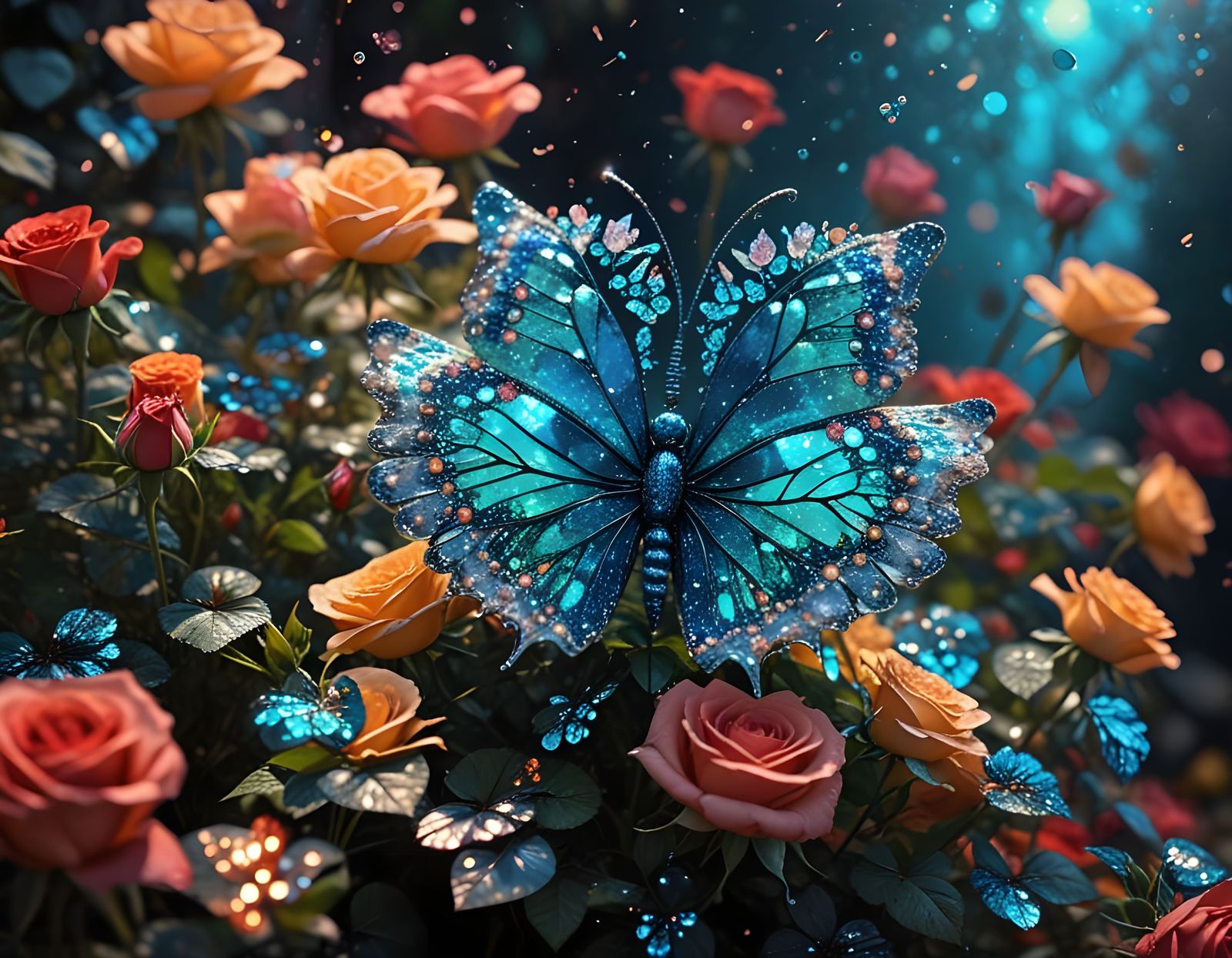 у". Butterfly wings are covered with sparkling (sequins)