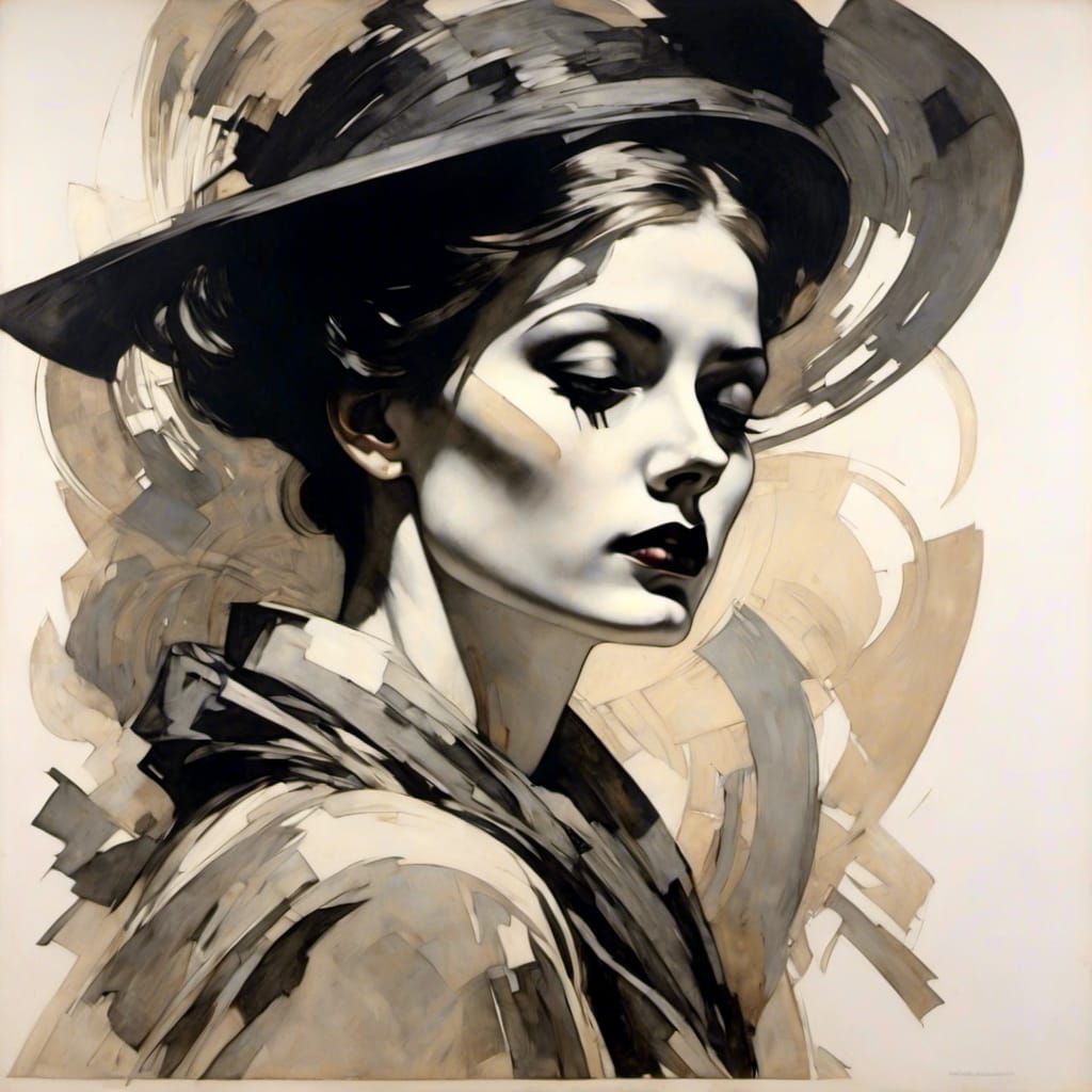 Elegant Woman in Classic Illustration Style