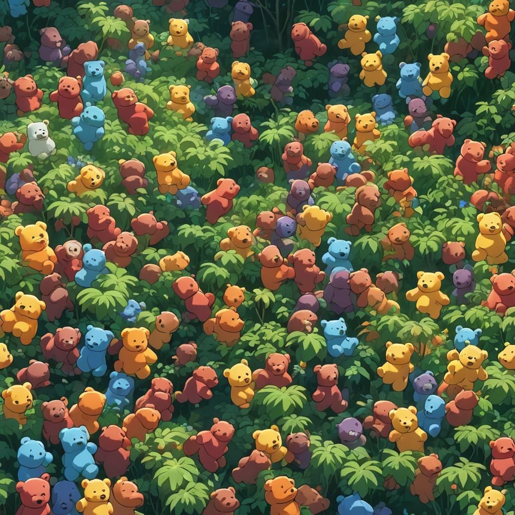 Gummie Bears in Studio Ghibli Anime Style