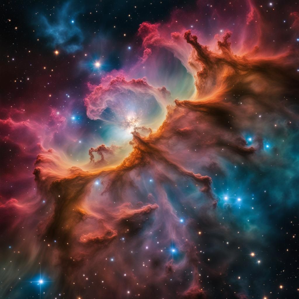 Colorful Space Nebula in Hyperrealistic Style