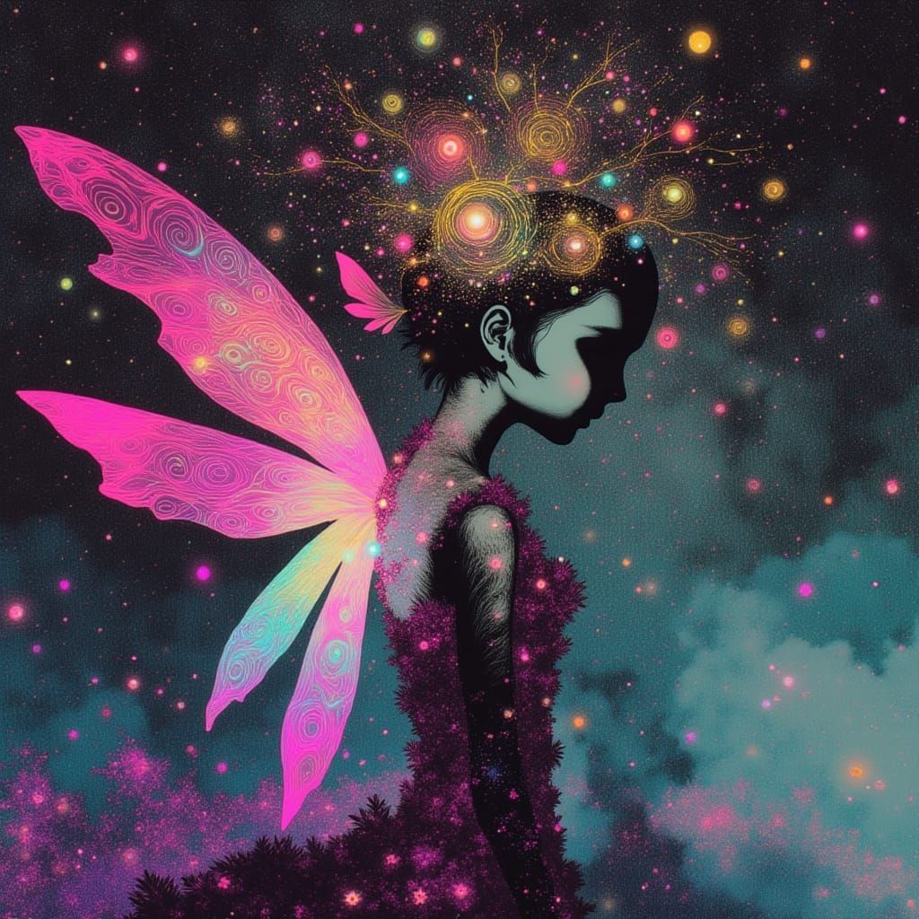 Ethereal Yew Wood Pixie in Vibrant Anime-Inspired Scene