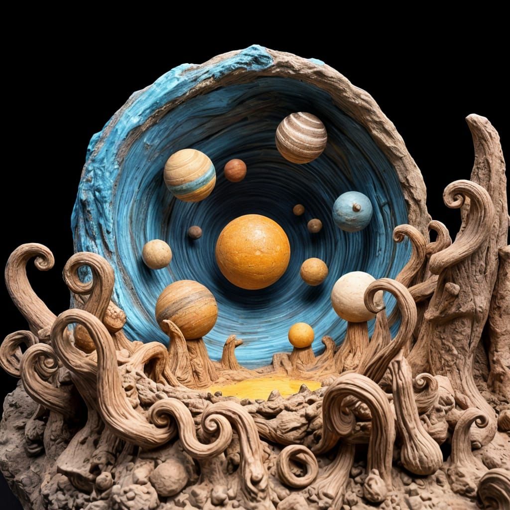 Ancient Clay Cosmic Sculpture