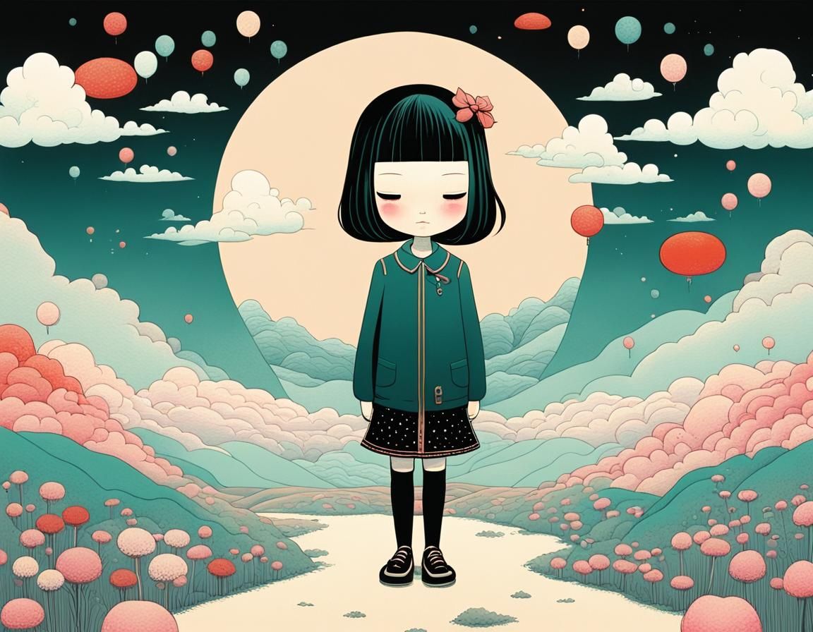 Whimsical Child in Magical Landscape: Digital Art