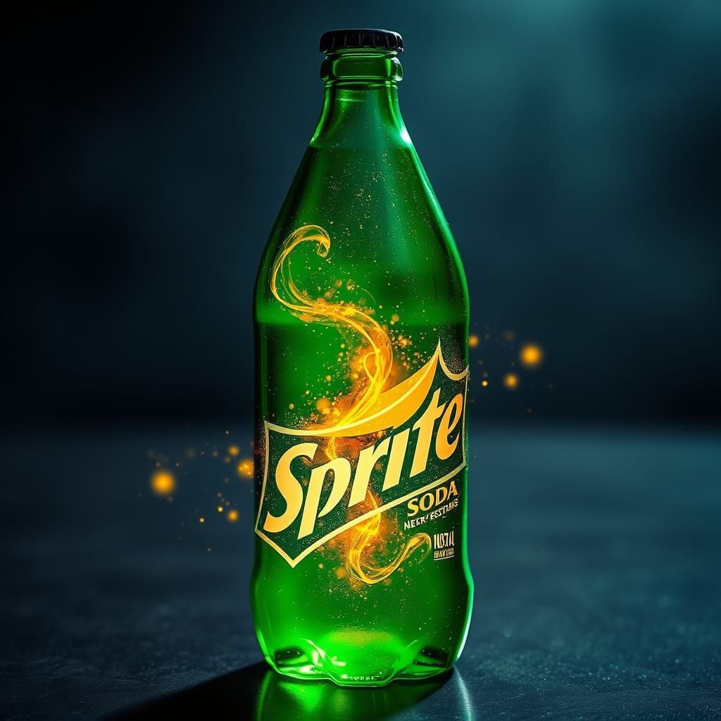 Golden Sprite Emerges from Sprite Bottle in Fantasy Art