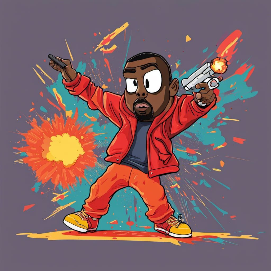 Kanye West as Looney Tunes Character in Abstract Art