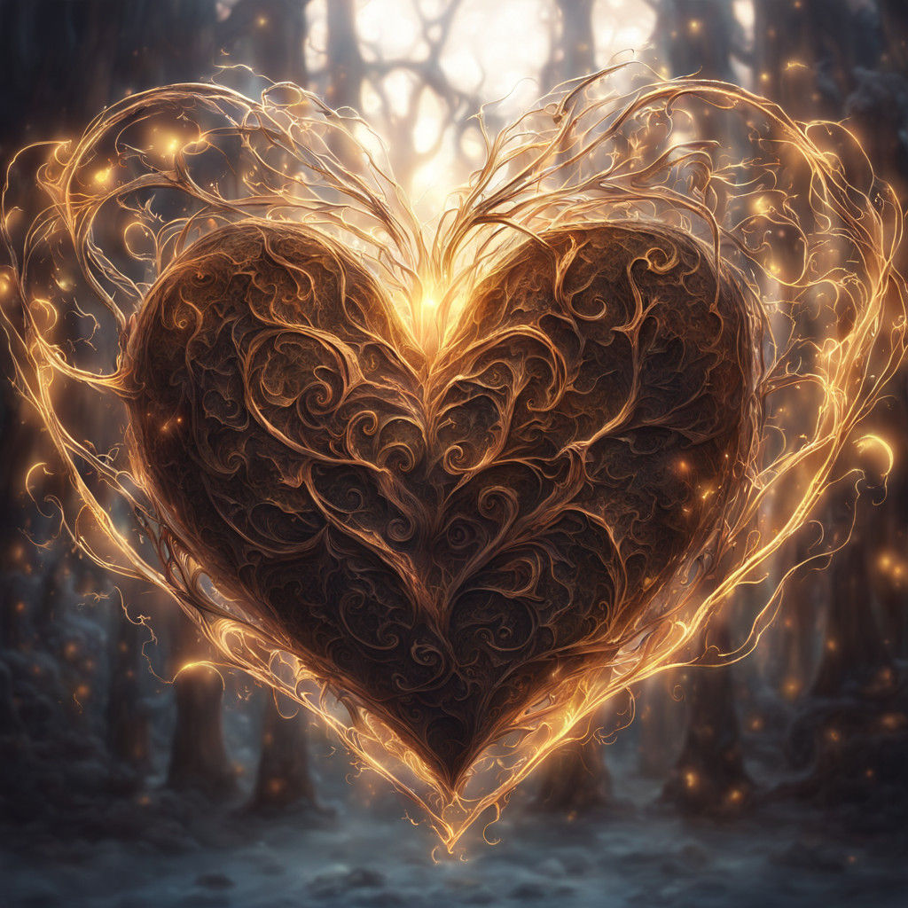 Majestic Shattered Heart in Ethereal Mist