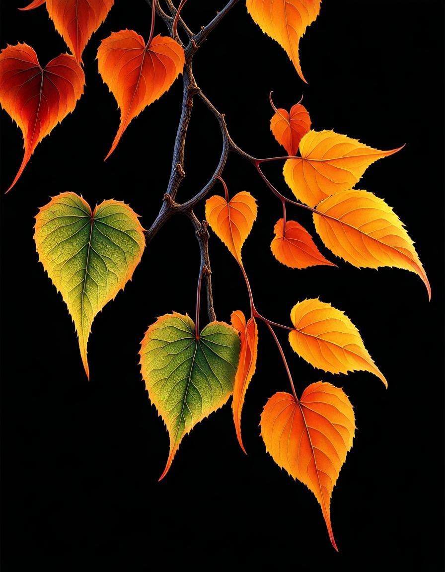Luminous Vine with Heart Leaves, Detailed Matte Painting